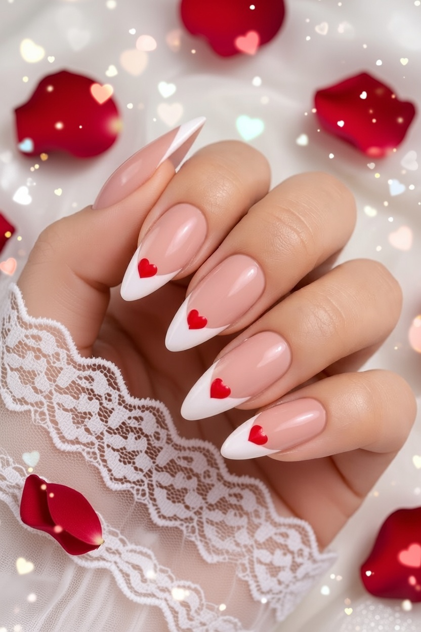 Uñas ovaladas con efecto ombre rosa pastel a blanco